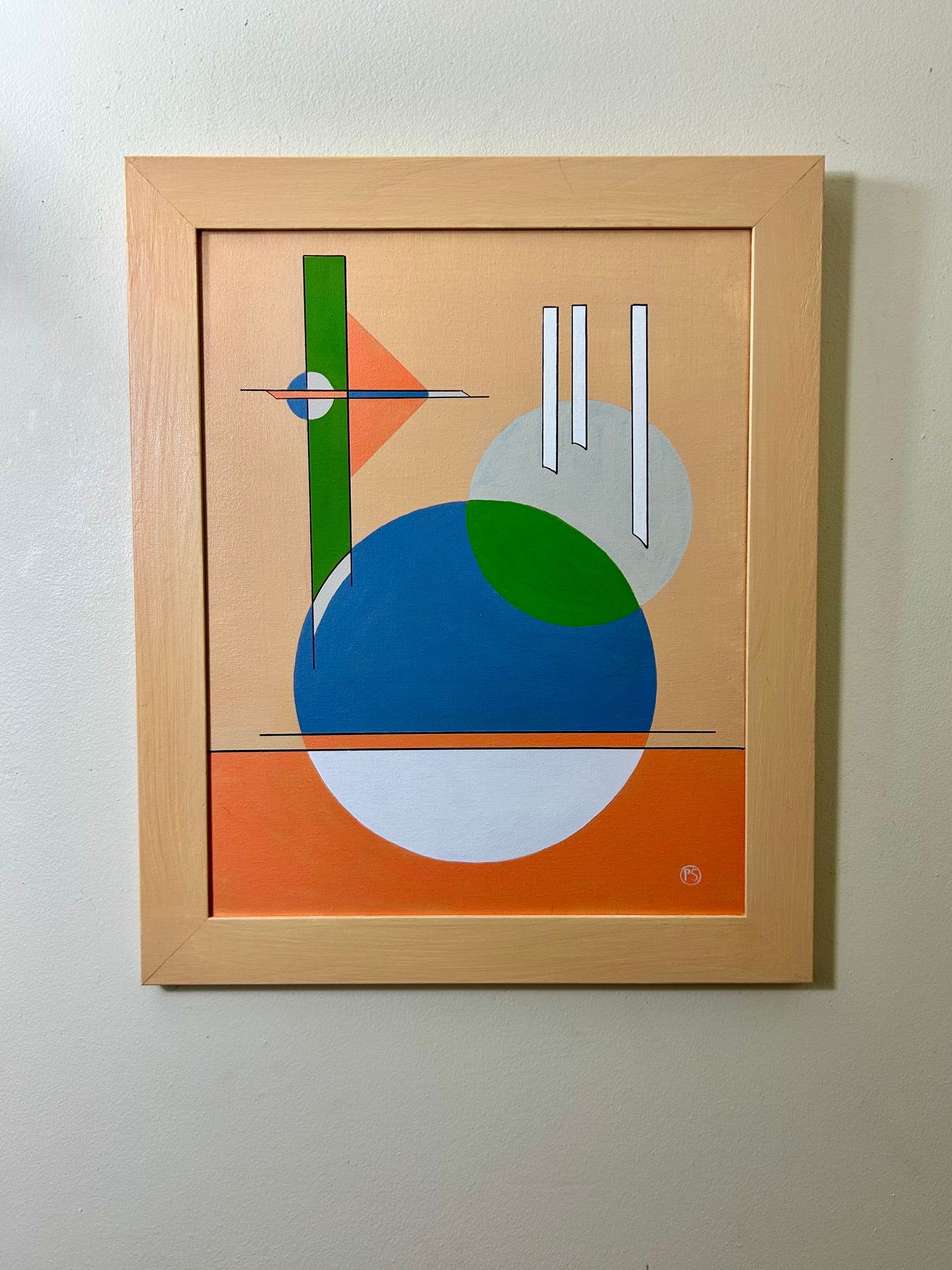 Hand Painted Framed Mid Century Modern Artwork