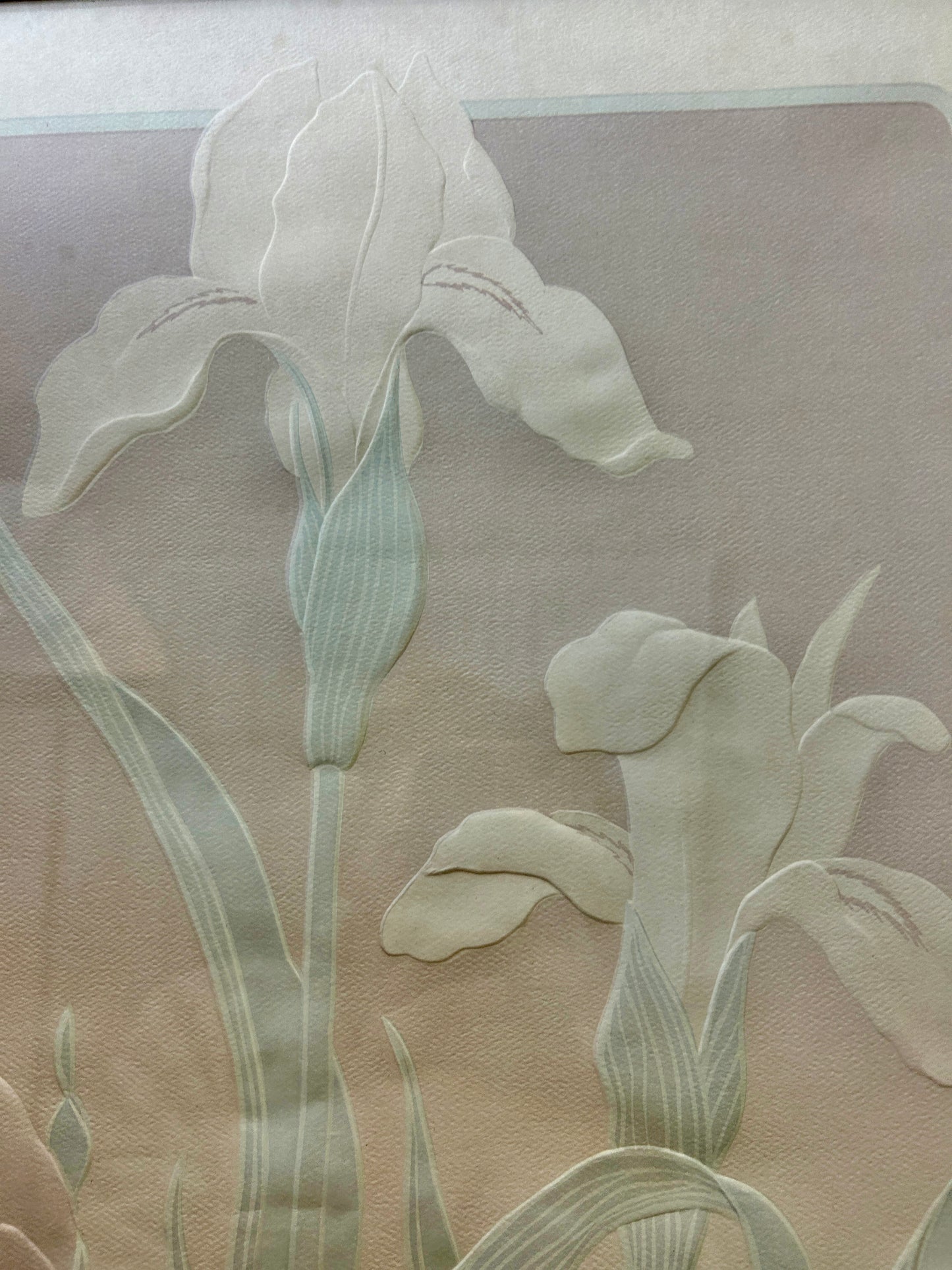 Vintage Signed Lithograph Iris Flower Artwork