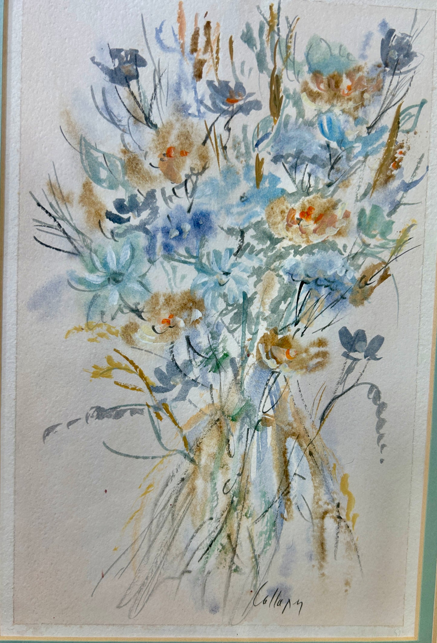 Vintage Small Flower Watercolor Artwork