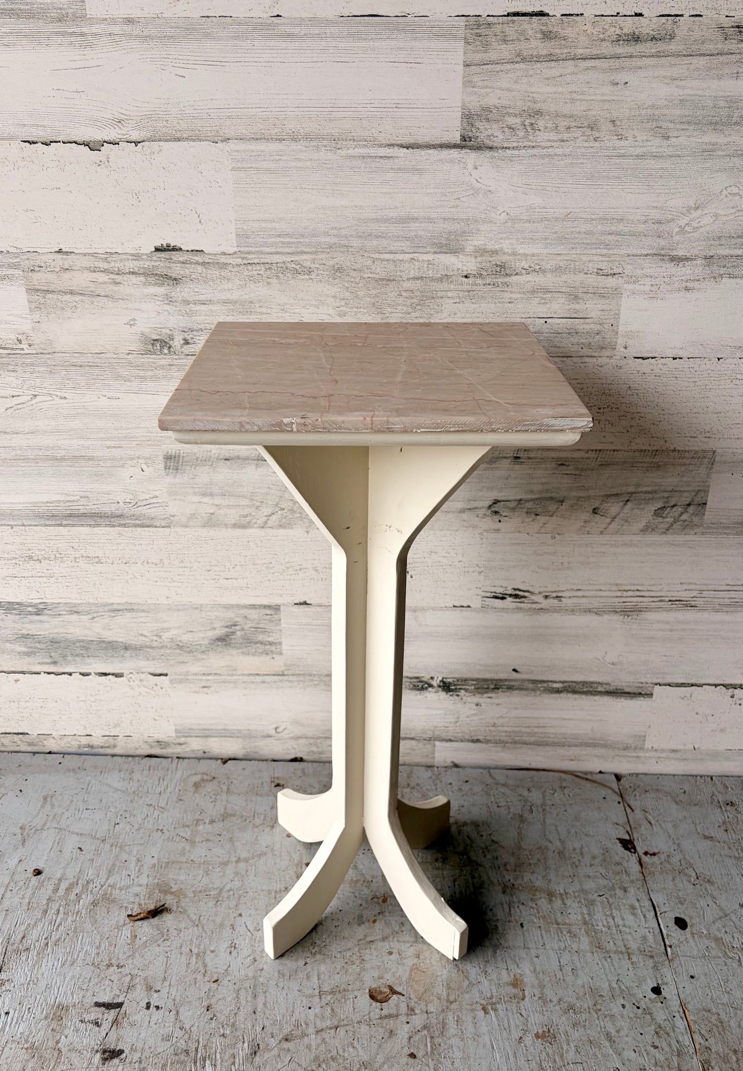 Stone Top Pedestal Side Table/Plant Stand