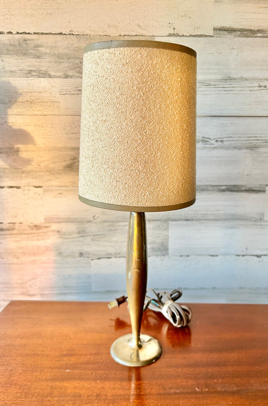 Vintage Etched Brass Lamp with Shade