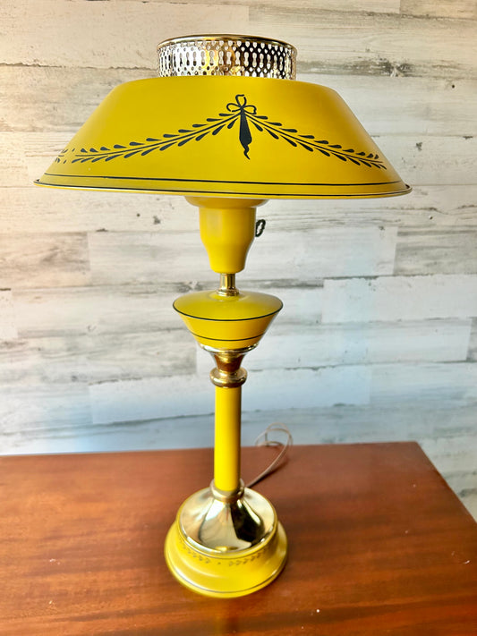 Vintage Mustard Yellow Metal Lamp