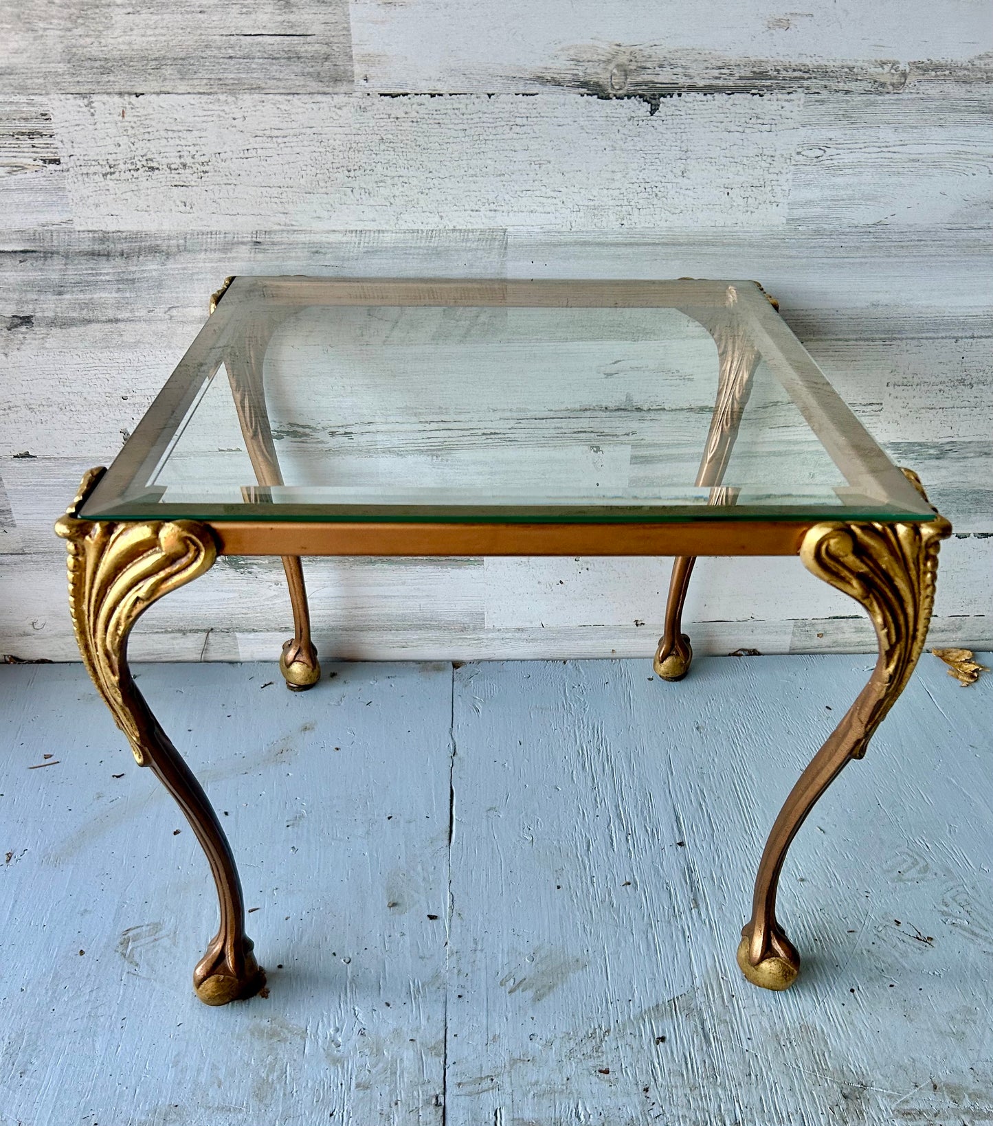 Vintage Metal and Glass Side Table