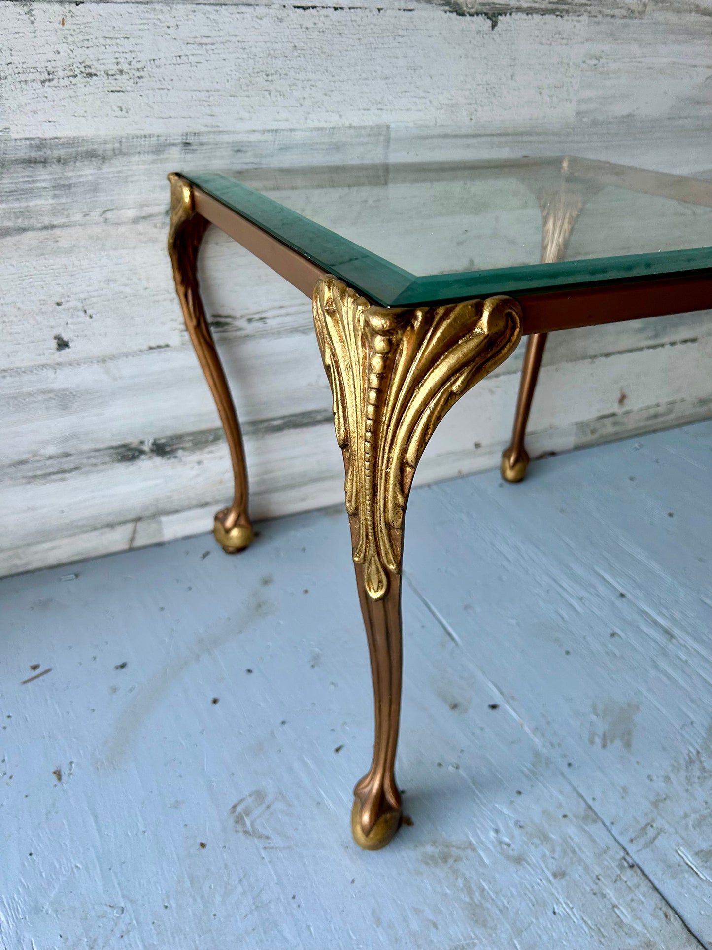 Vintage Metal and Glass Side Table