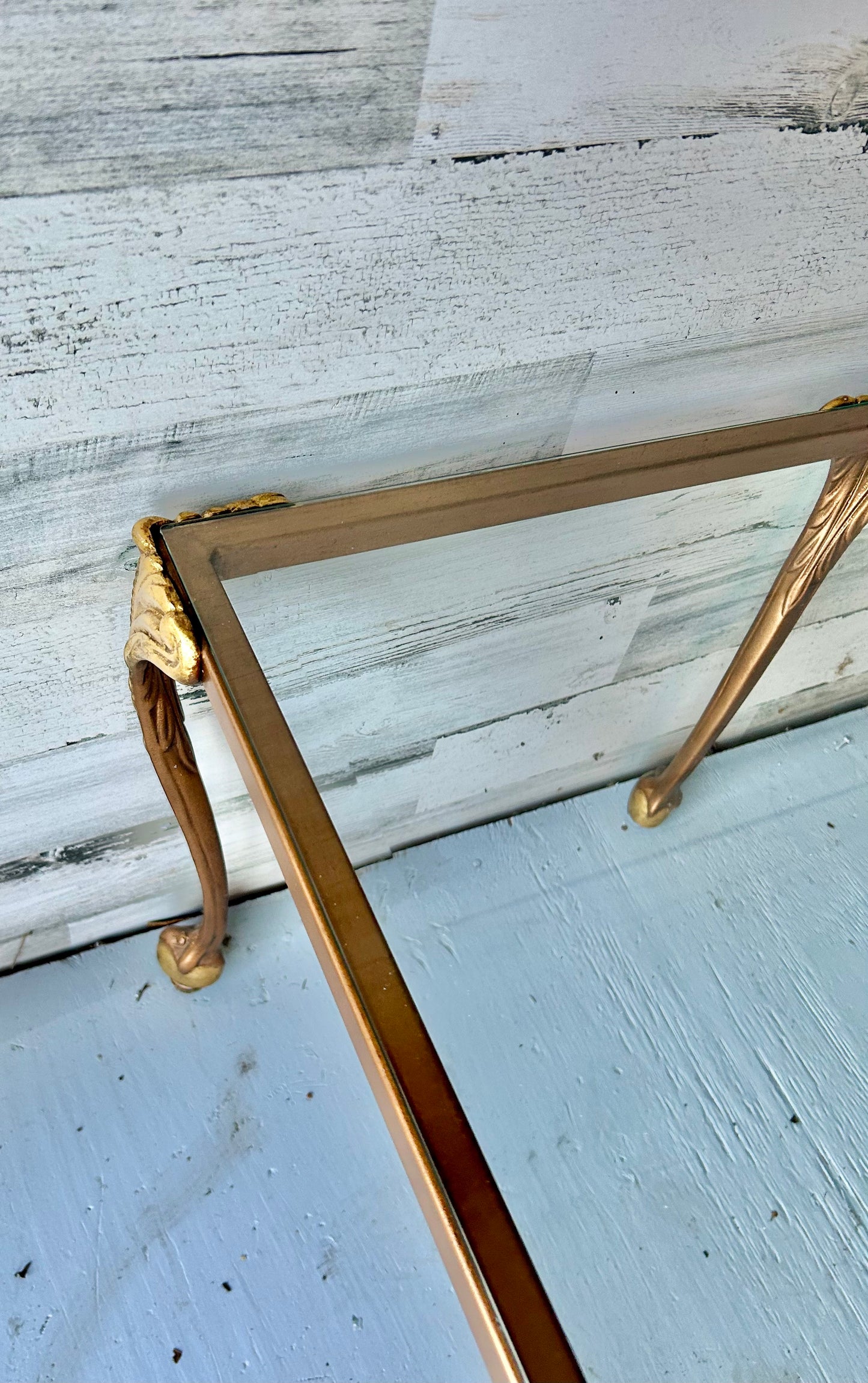 Vintage Metal and Glass Side Table