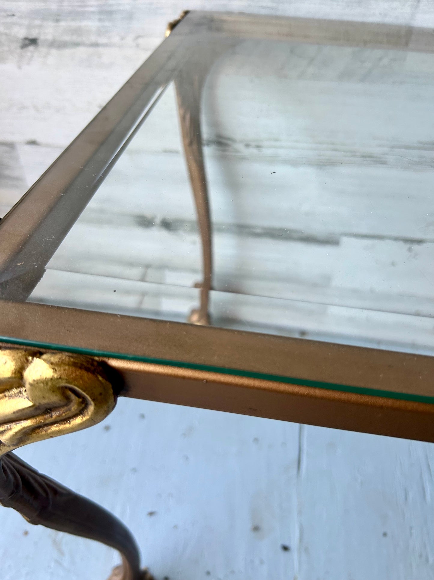 Vintage Metal and Glass Side Table