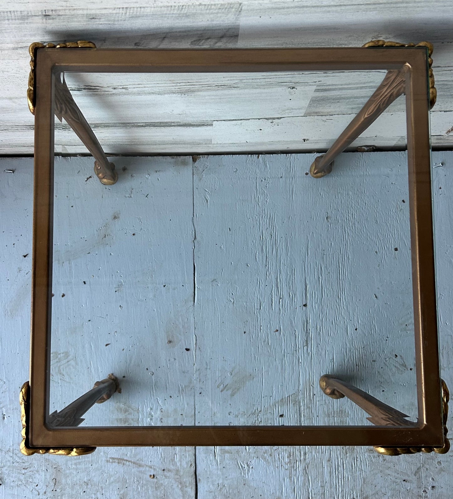 Vintage Metal and Glass Side Table