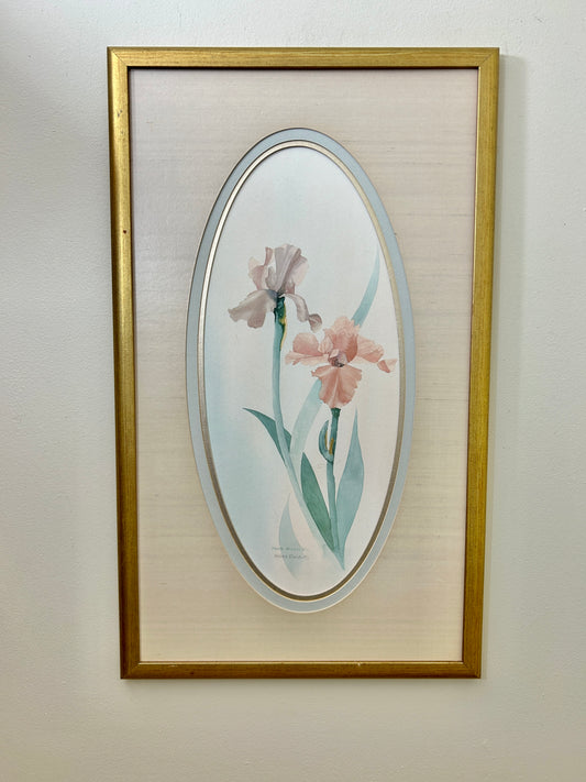 Vintage Framed Numbered Flower Print Artwork