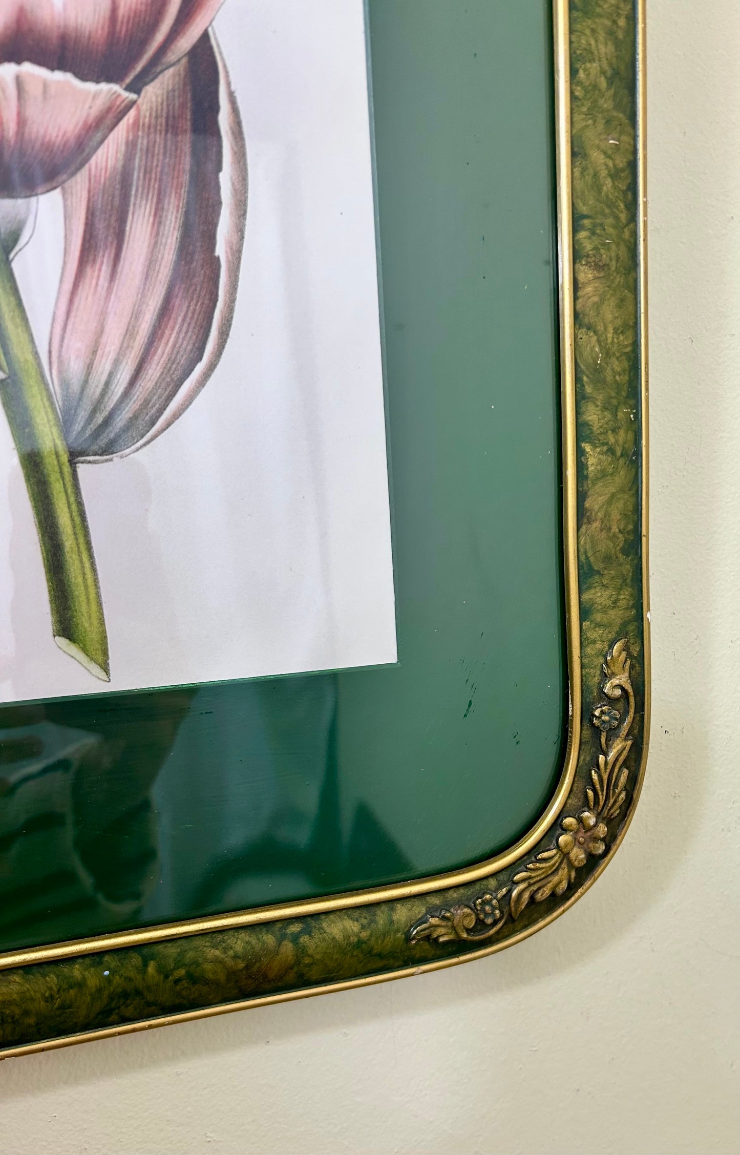 Vintage Framed Pink Floral Artwork