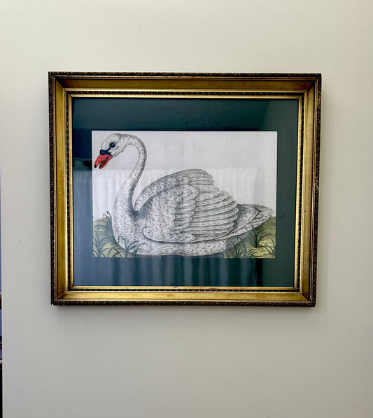 Vintage Framed Swan Artwork