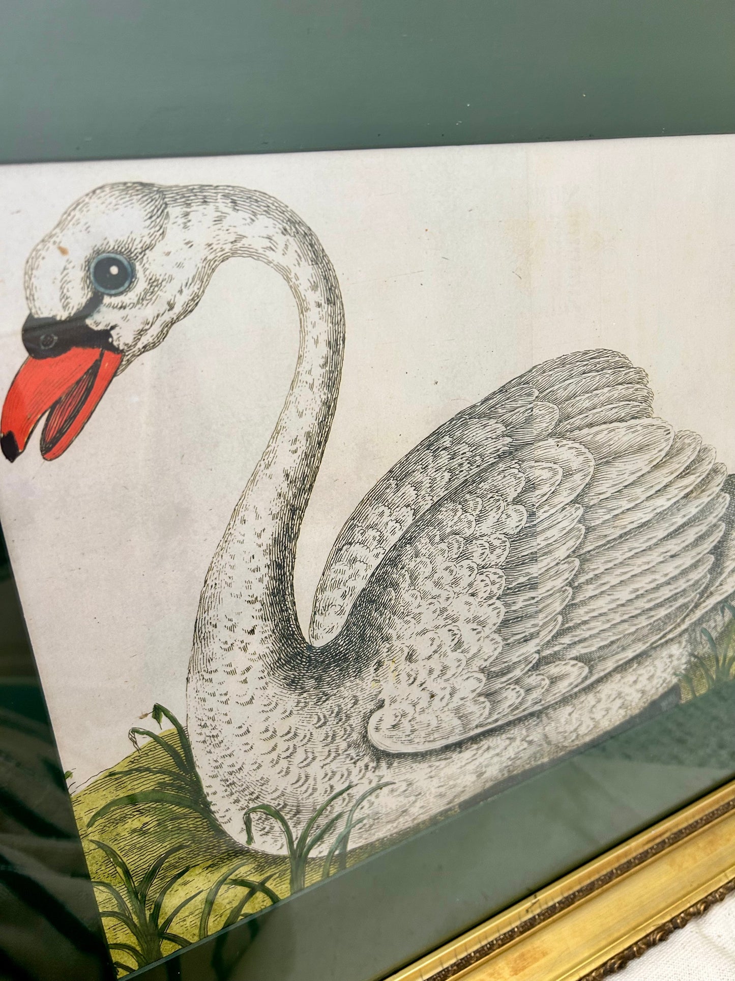 Vintage Framed Swan Artwork