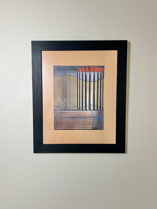 Vintage Framed Paint Brush Artwork