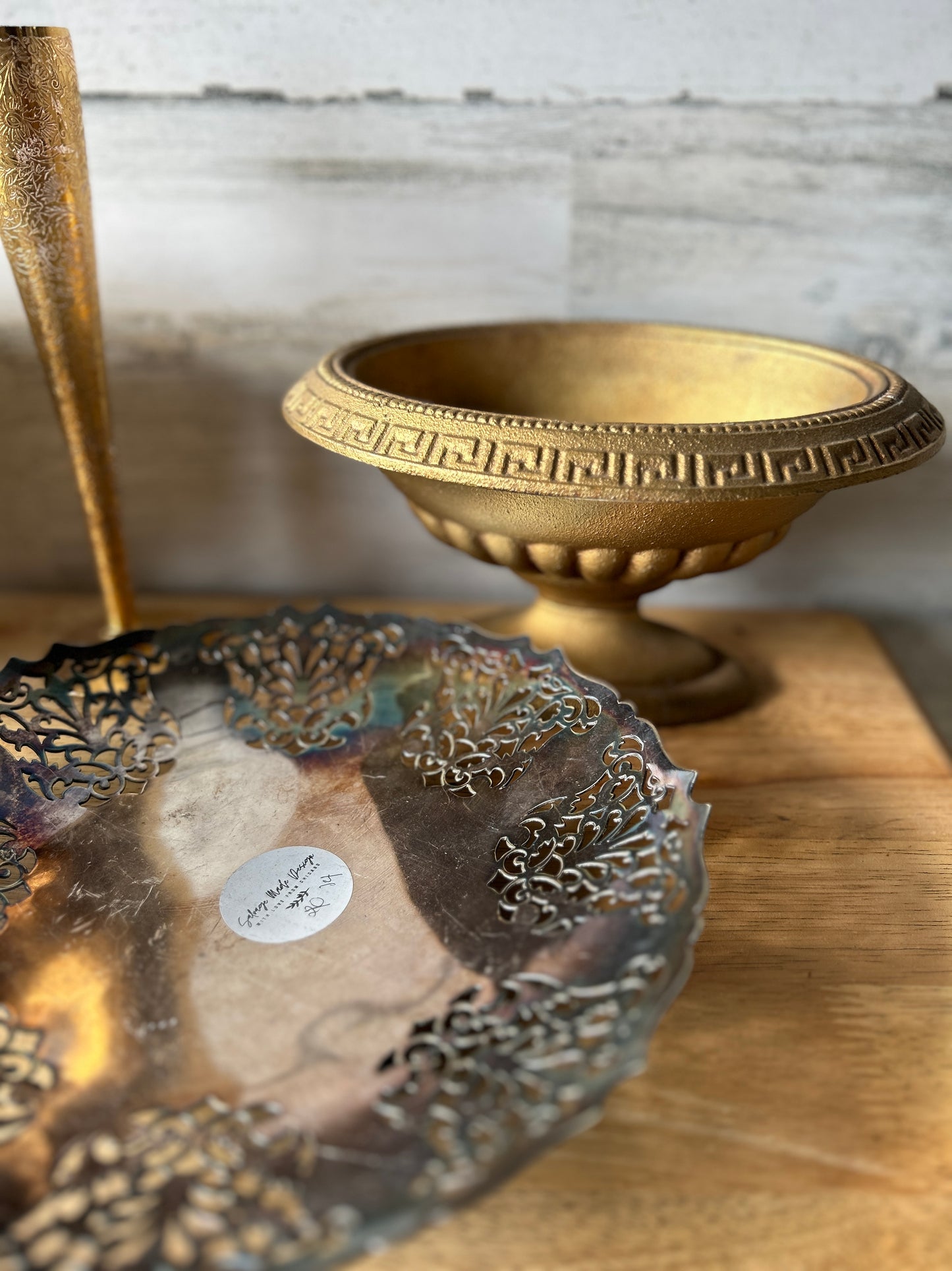 Gold Iron Pedestal Bowl