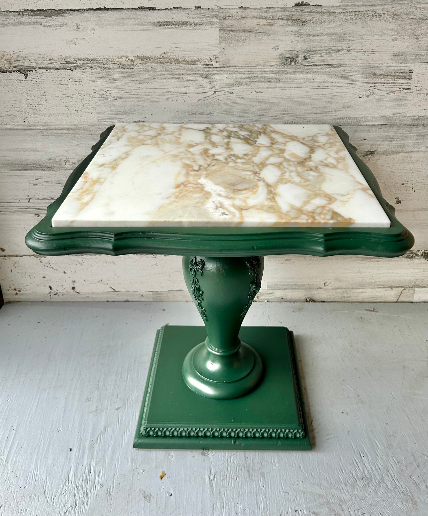 Vintage Green Marble Side Table