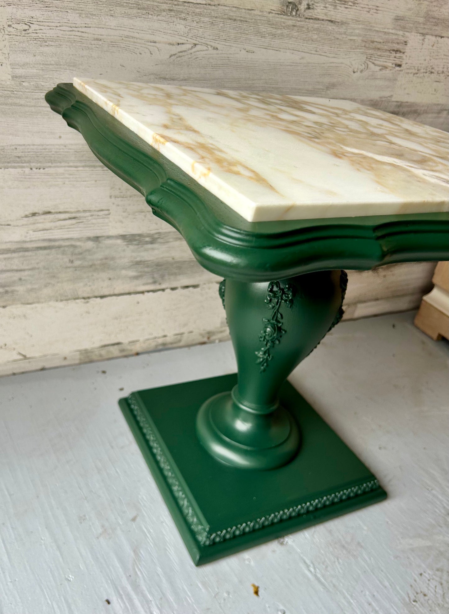 Vintage Green Marble Side Table