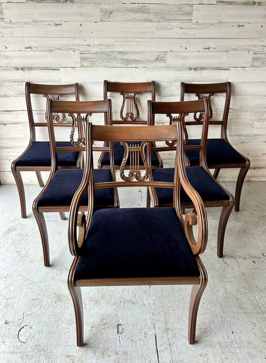 Duncan Phyfe Lyre Back Dining Chairs (6)