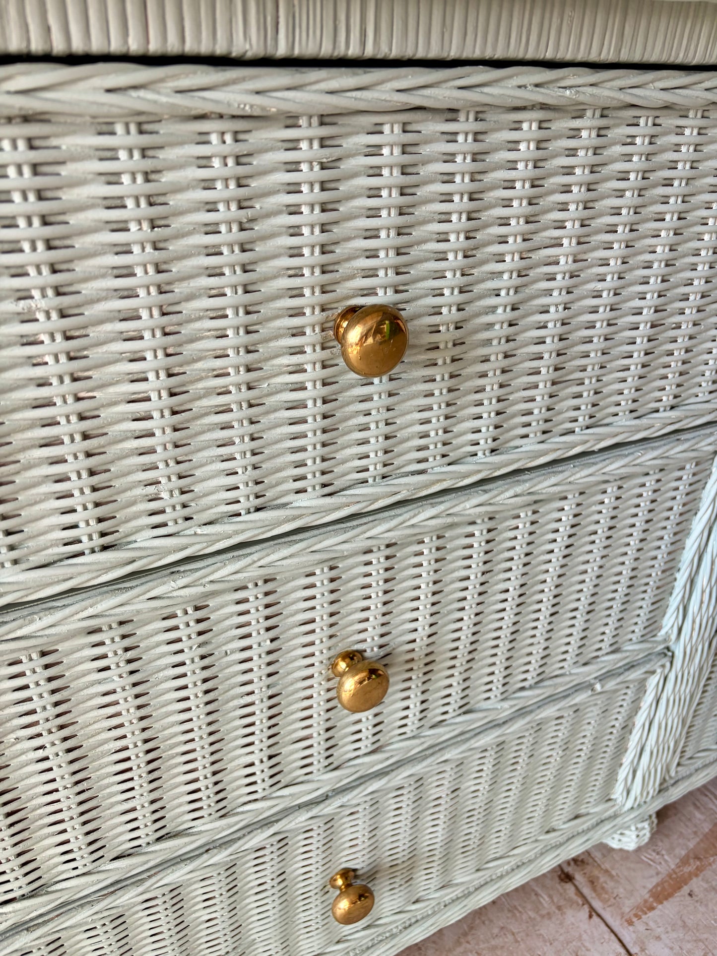 French Blue Rattan Dresser