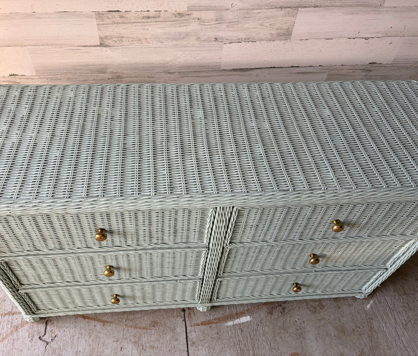 French Blue Rattan Dresser