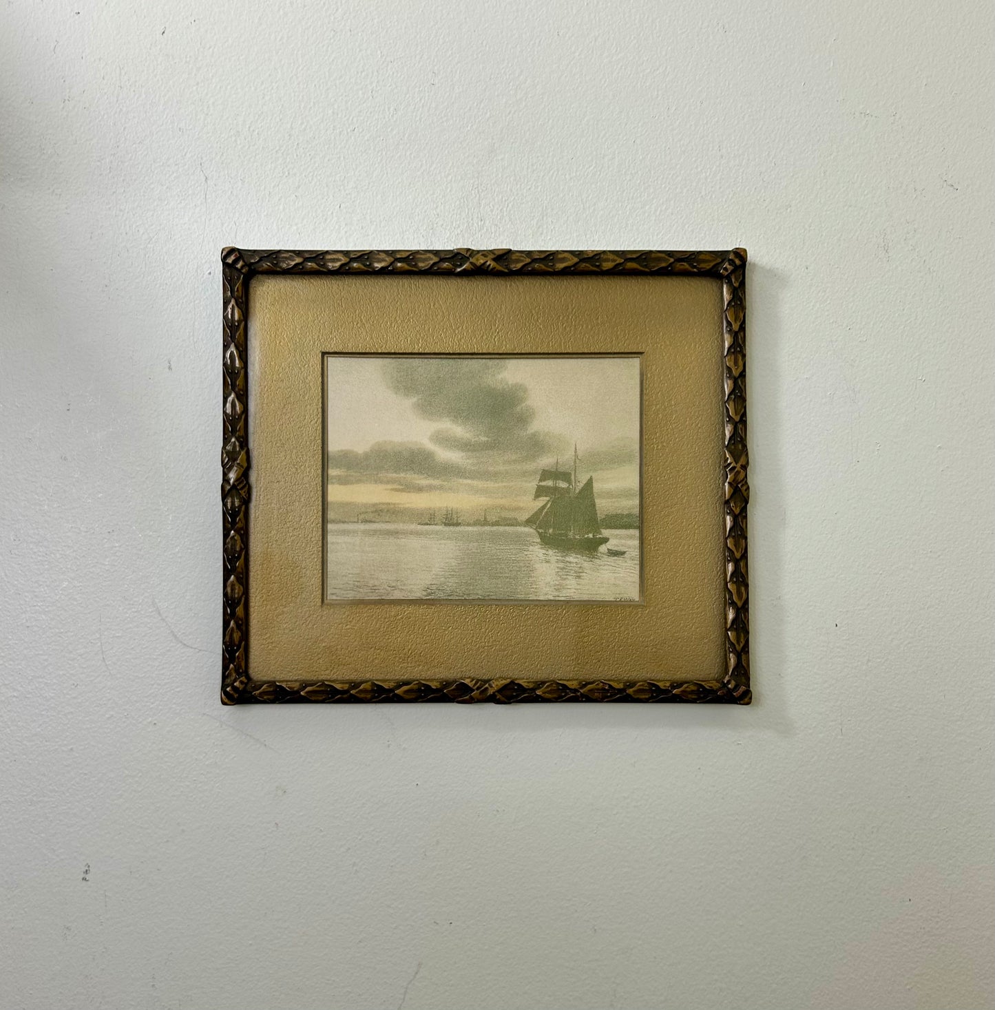 Vintage Gold Seascape Framed Artwork