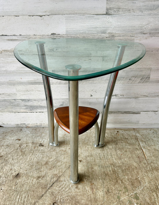Boomerang Glass Top Side Table