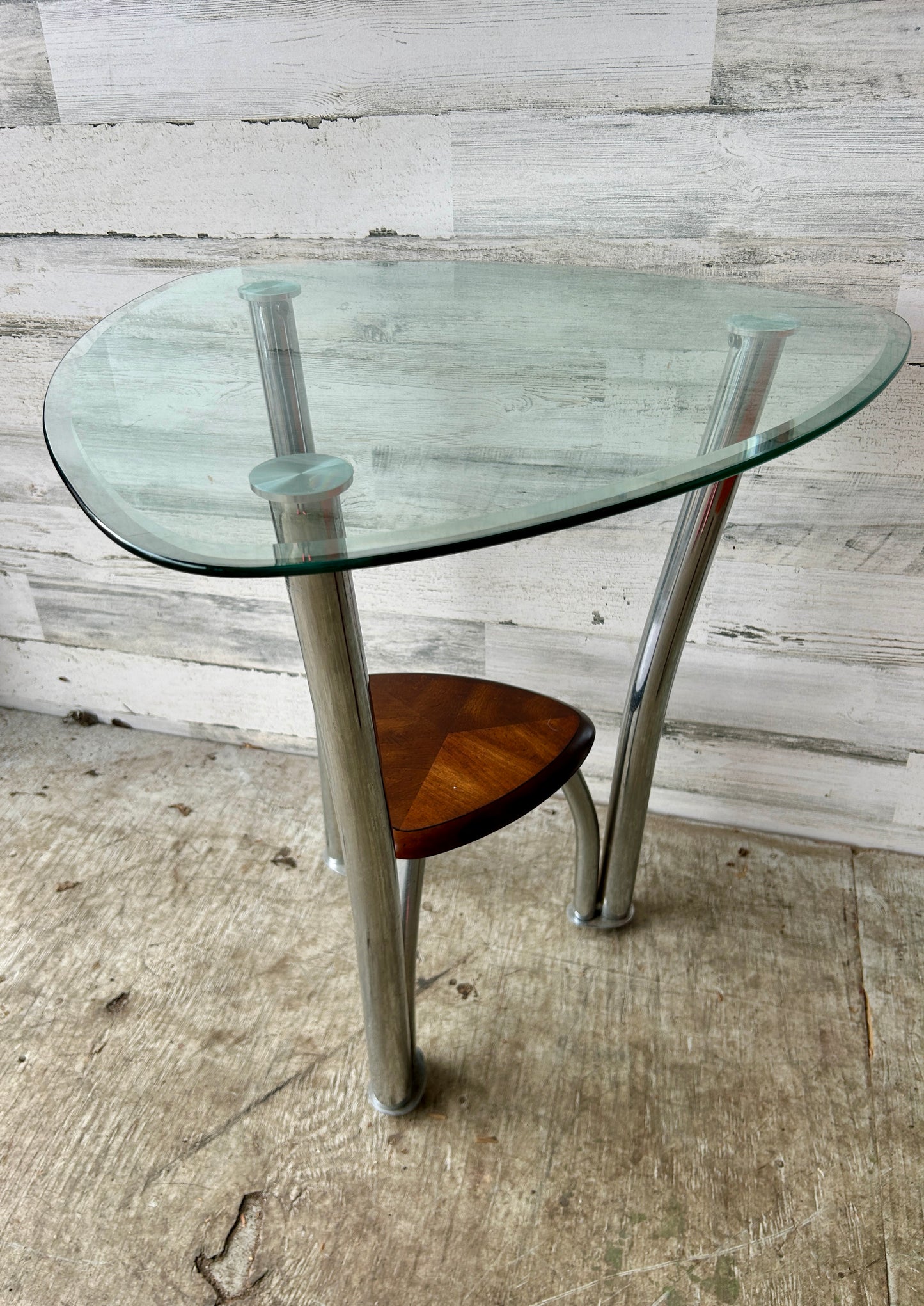 Boomerang Glass Top Side Table