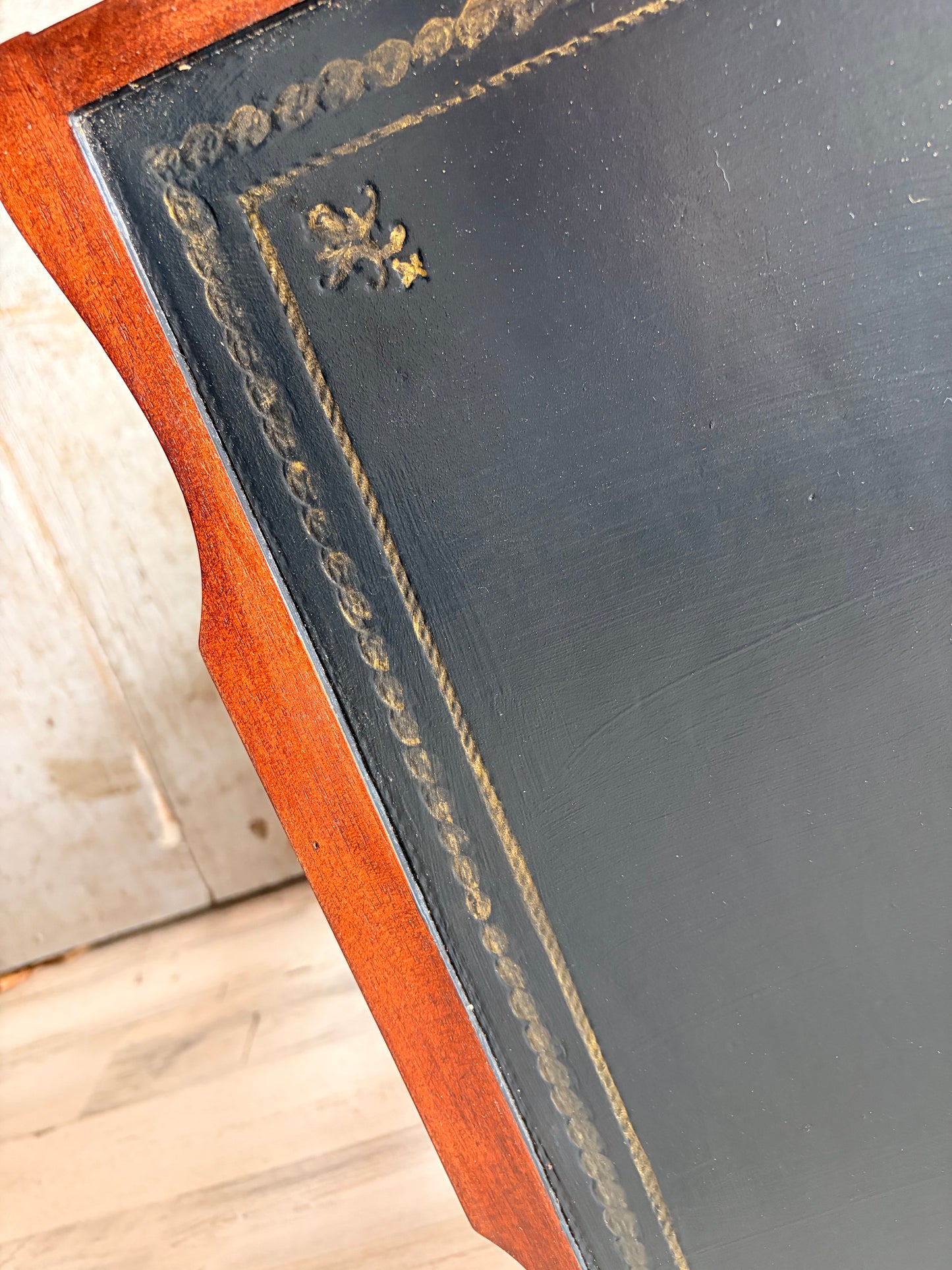 Vintage Mahogany and Leather Accent Table