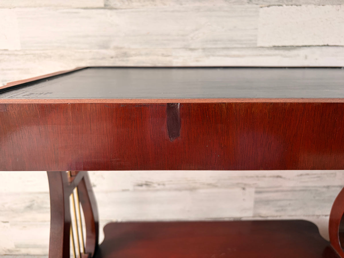 Vintage Mahogany and Leather Accent Table