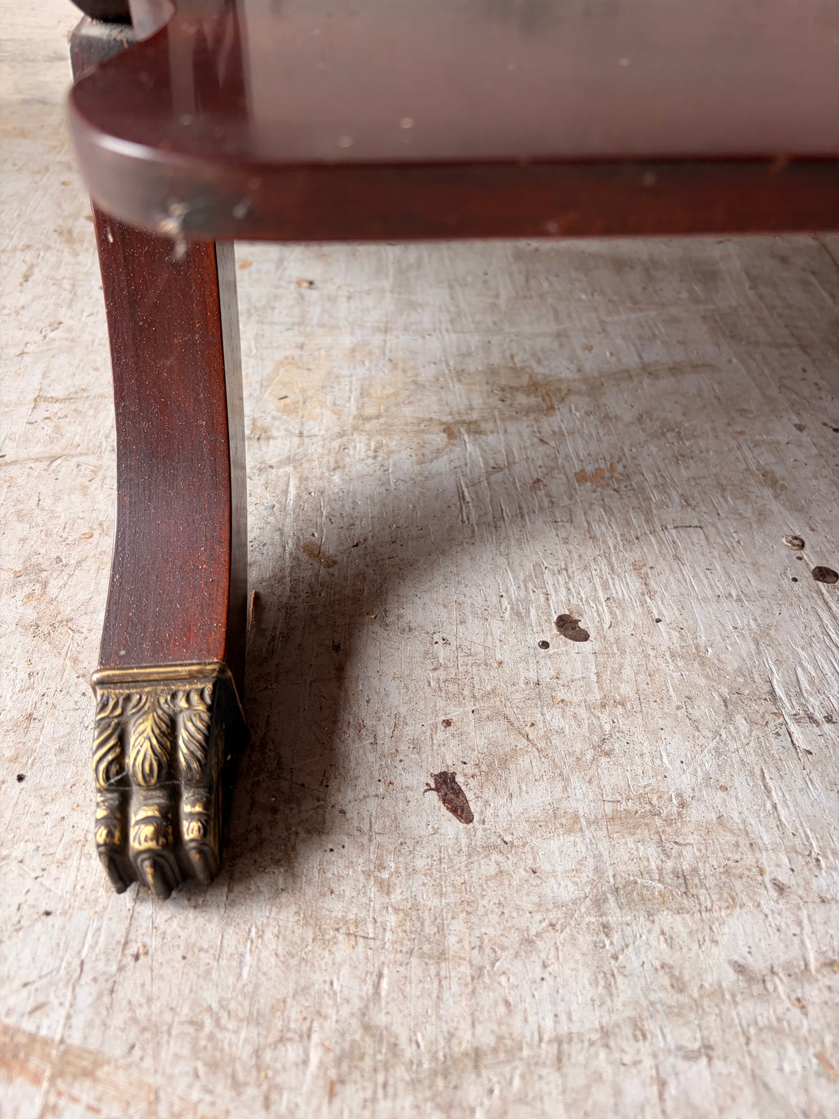 Vintage Mahogany and Leather Accent Table