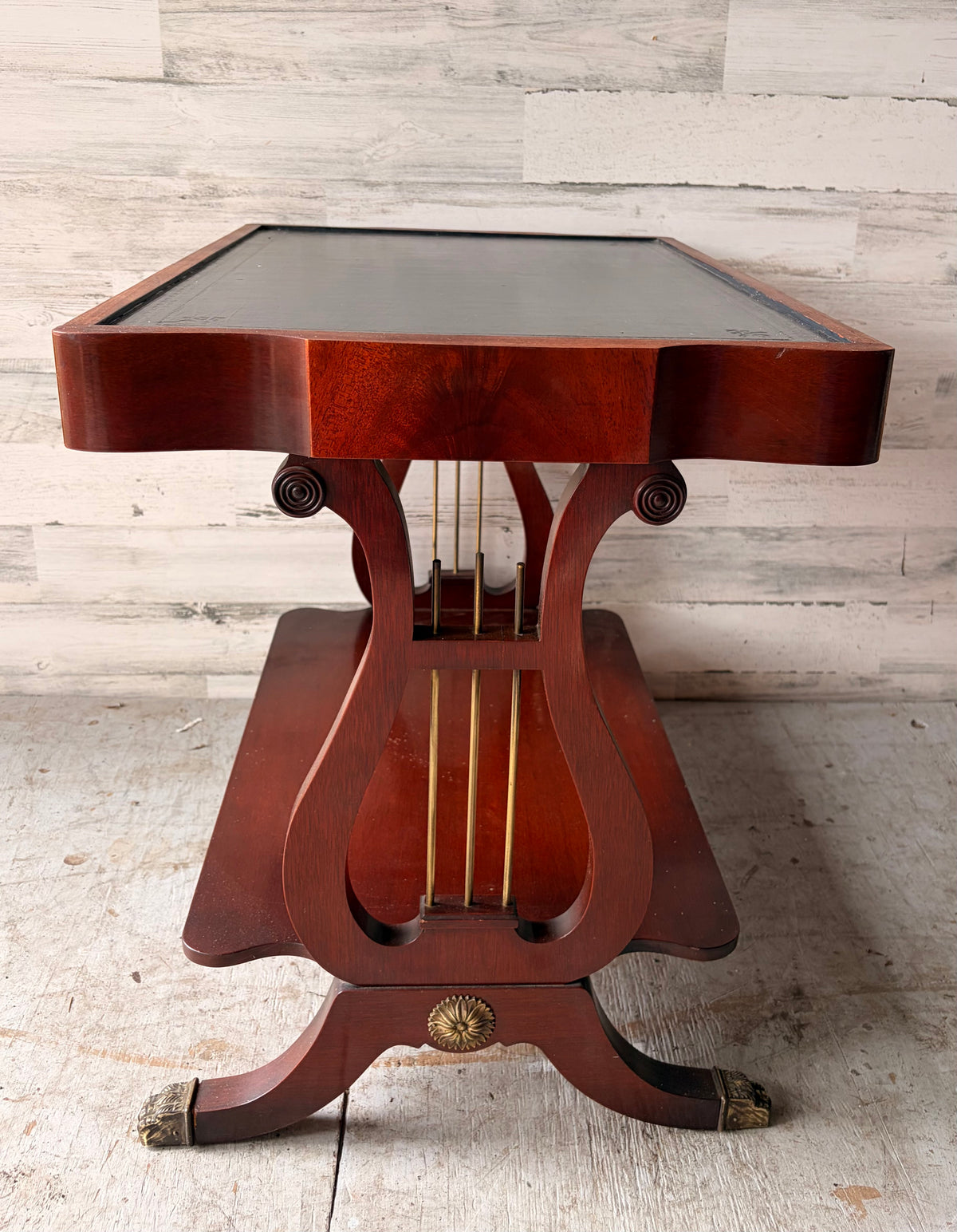 Vintage Mahogany and Leather Accent Table