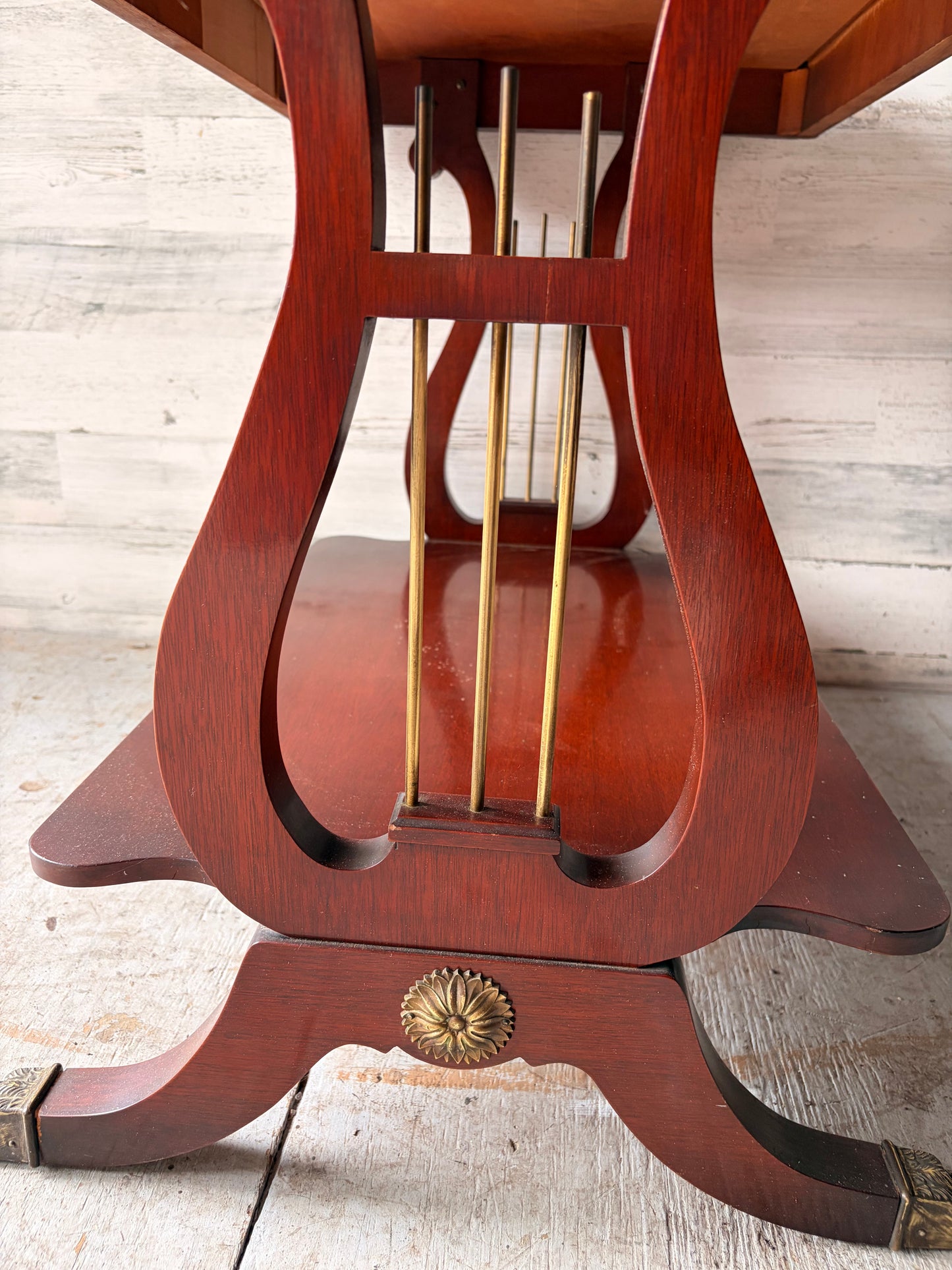 Vintage Mahogany and Leather Accent Table