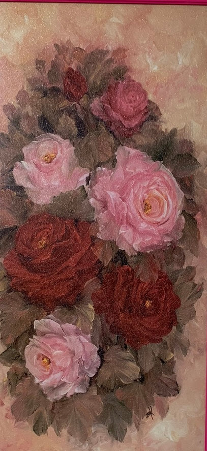Vintage Floral Pink Print Artwork