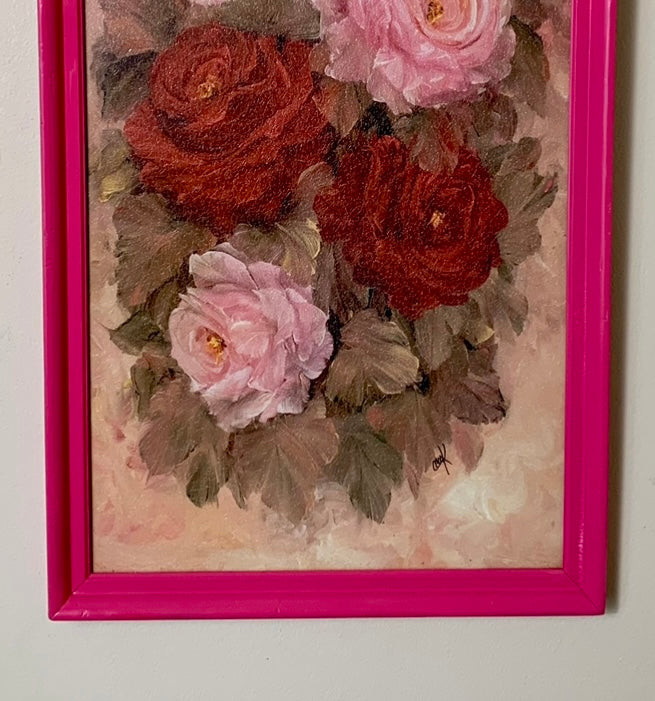 Vintage Floral Pink Print Artwork
