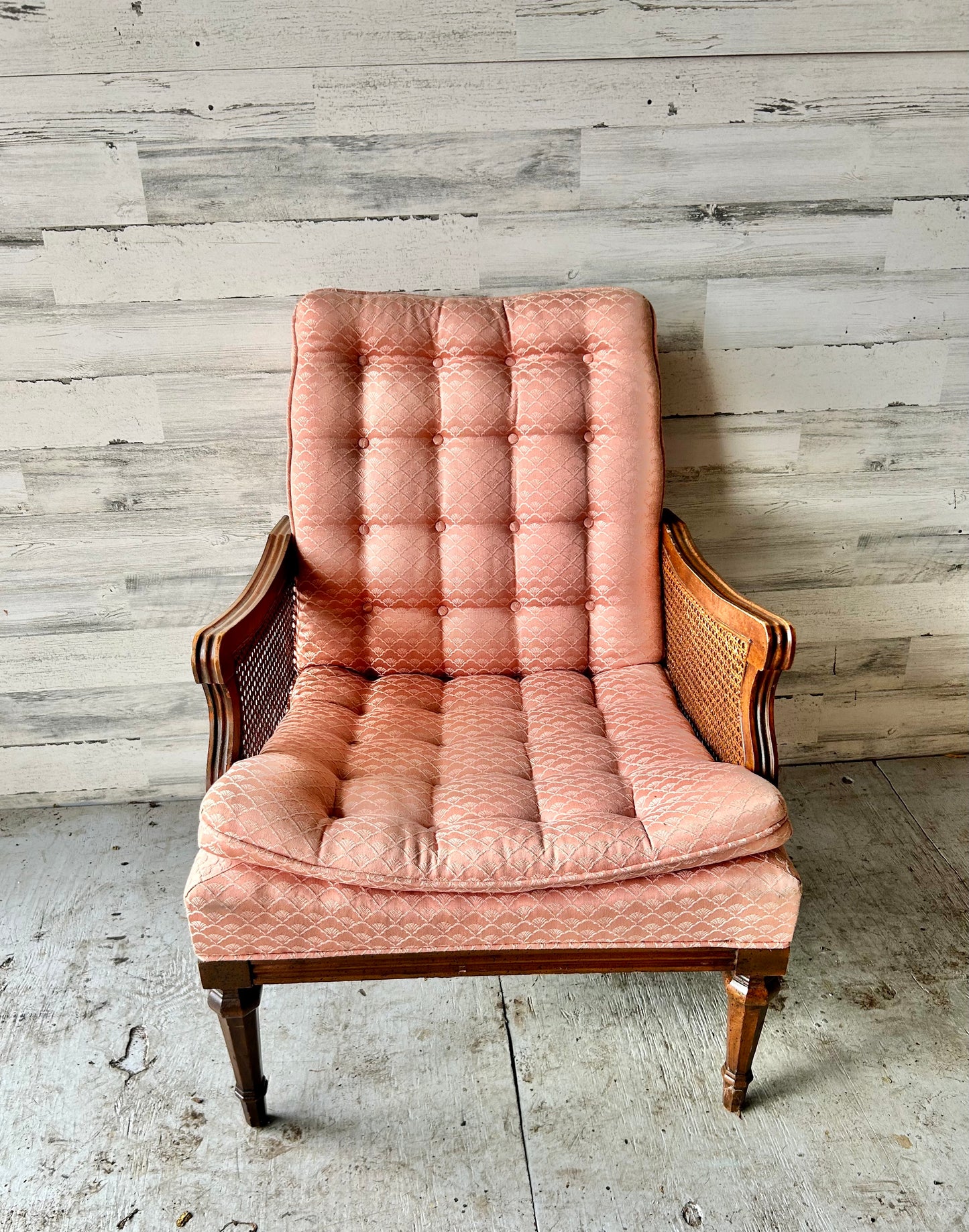 Vintage Pink Rattan Arm Chair