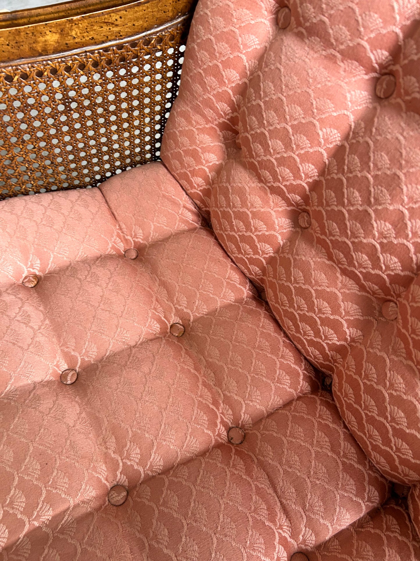 Vintage Pink Rattan Arm Chair