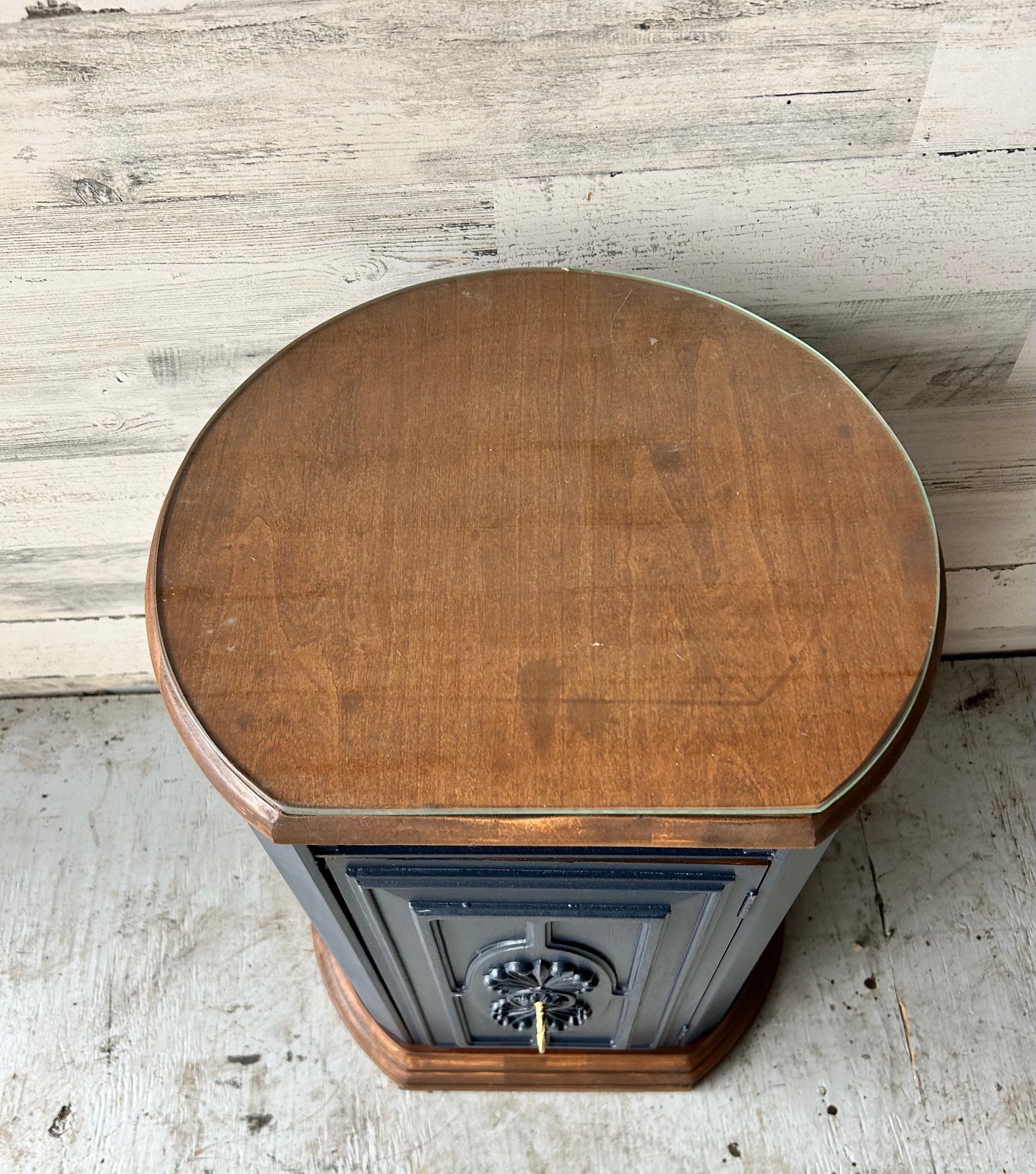 Navy Blue MCM Side Table Cabinet