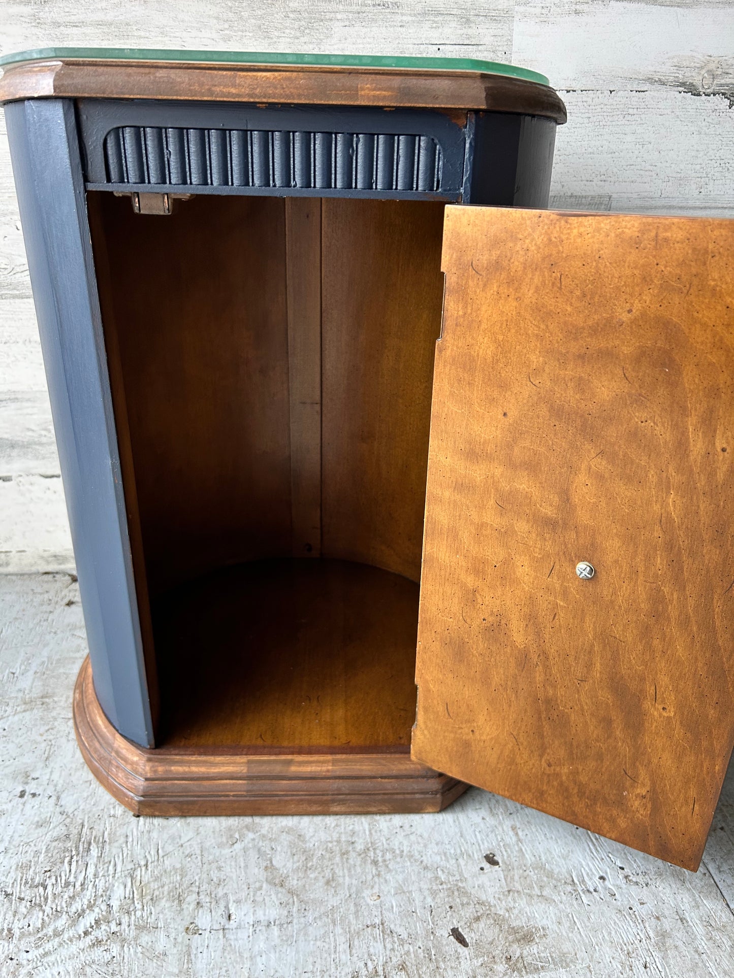 Navy Blue MCM Side Table Cabinet