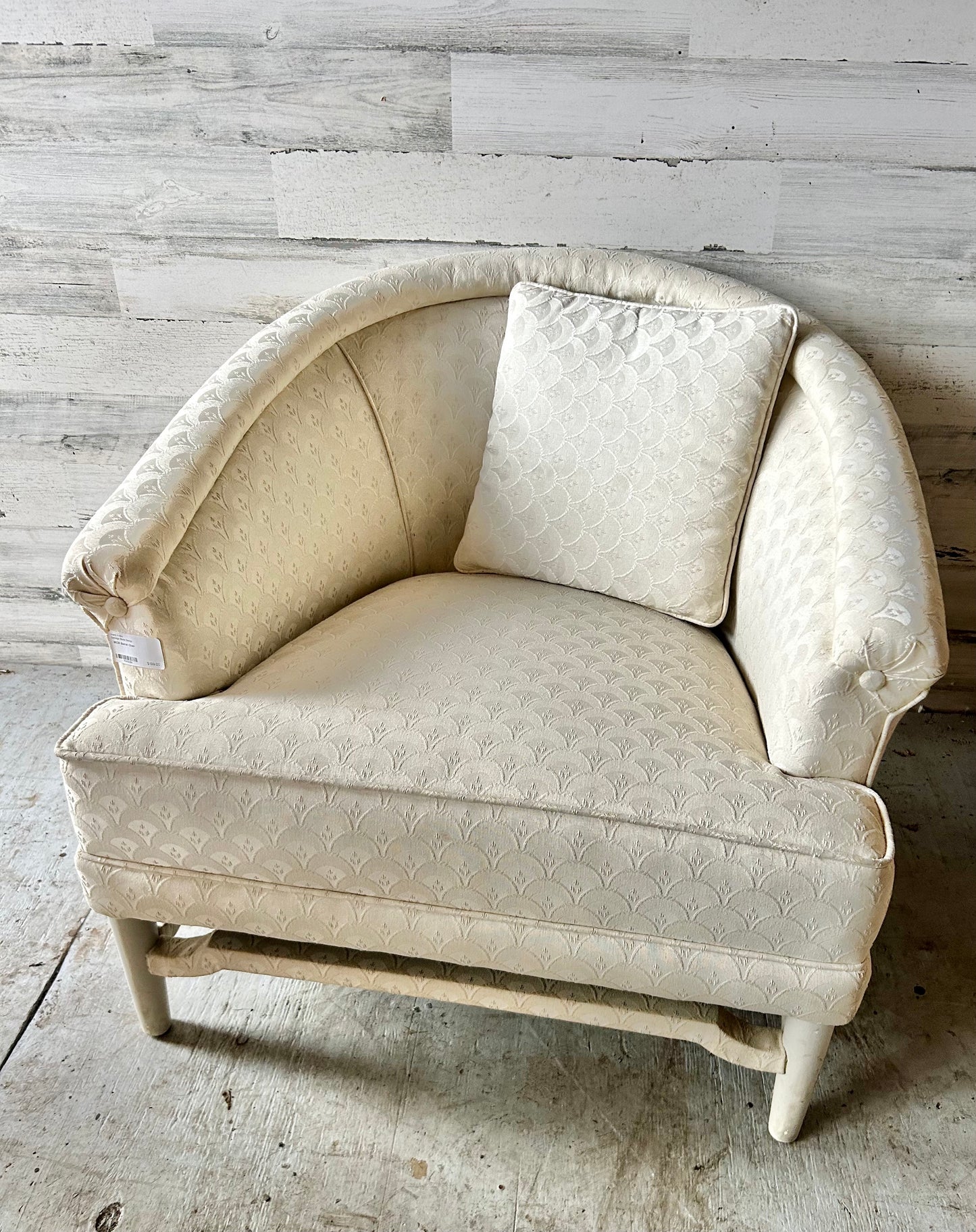 Vintage MCM White Barrel Chair