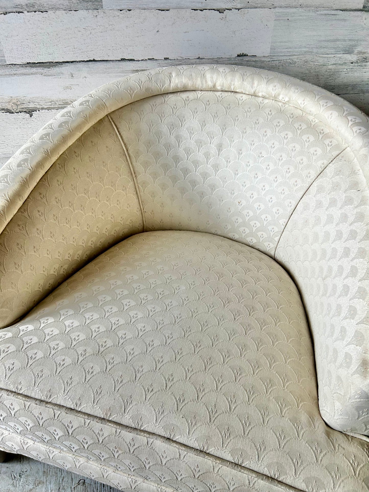 Vintage MCM White Barrel Chair