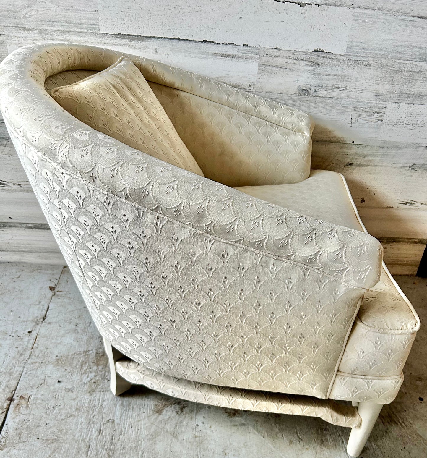 Vintage MCM White Barrel Chair