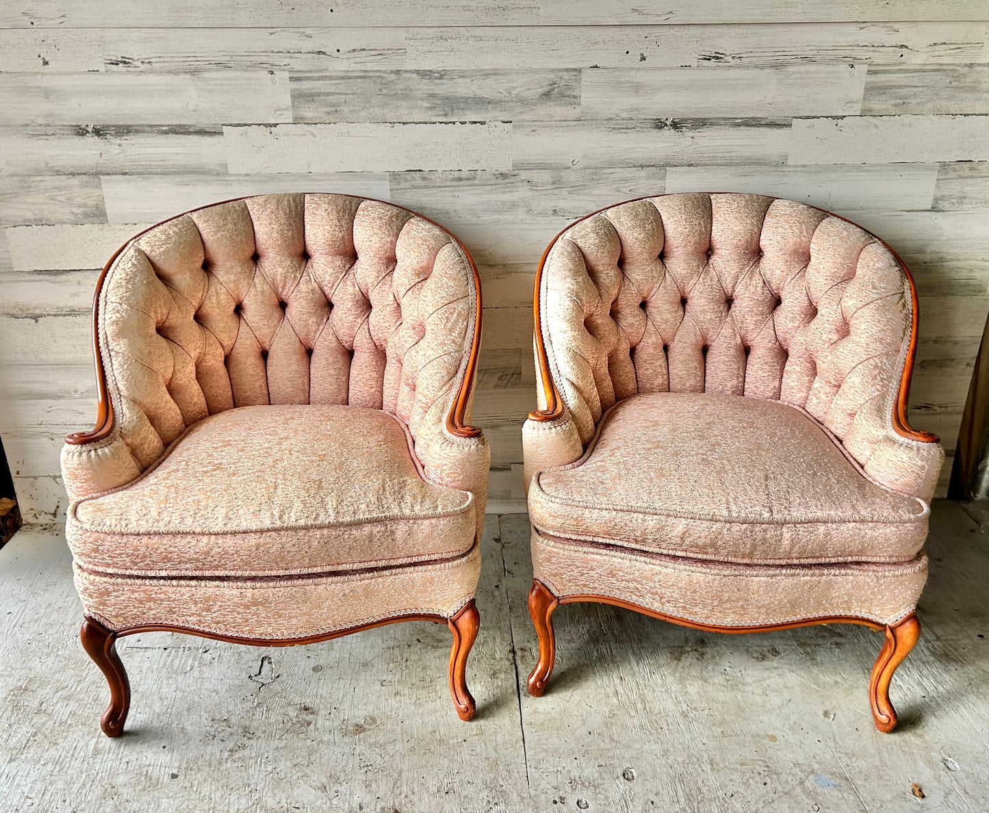 Set of Vintage Pink Mid Century Modern Chairs