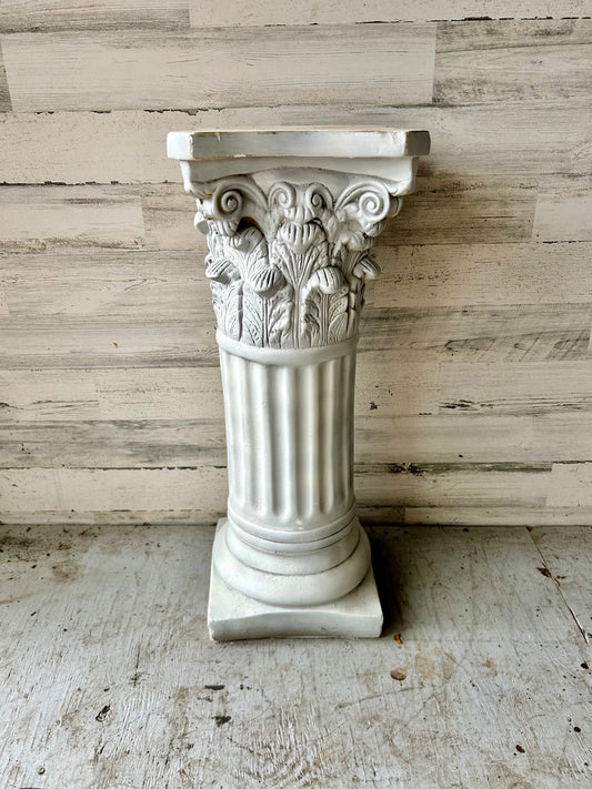 Vintage White Plaster Column Pedestal