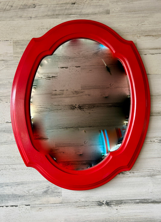 Vintage Red Wood Mirror