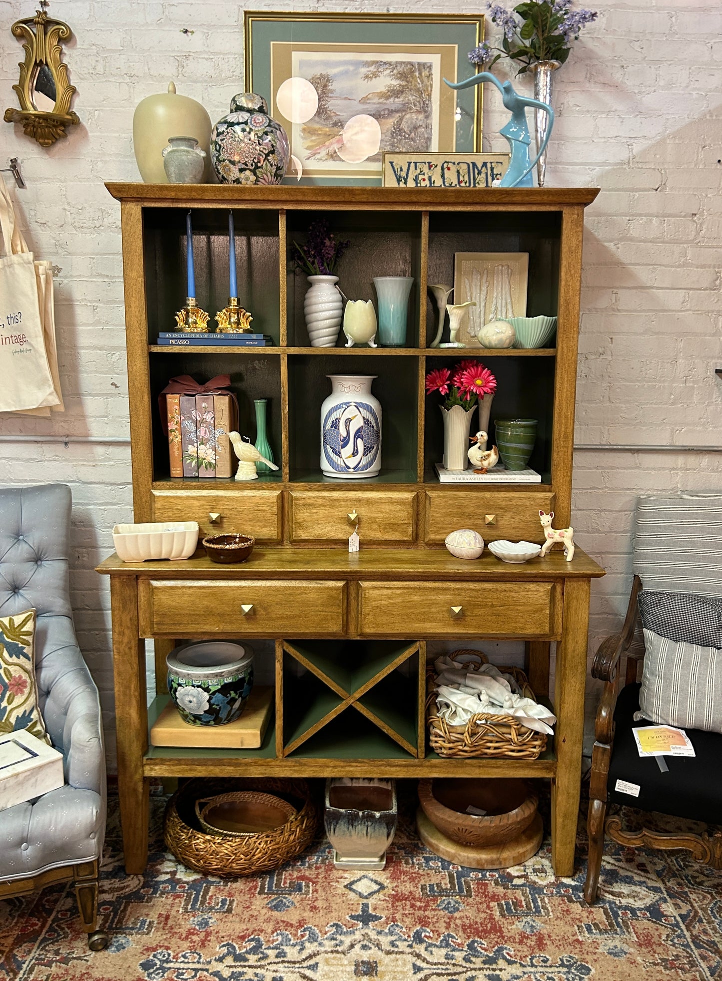 Vintage Shelving Hutch Cabinet