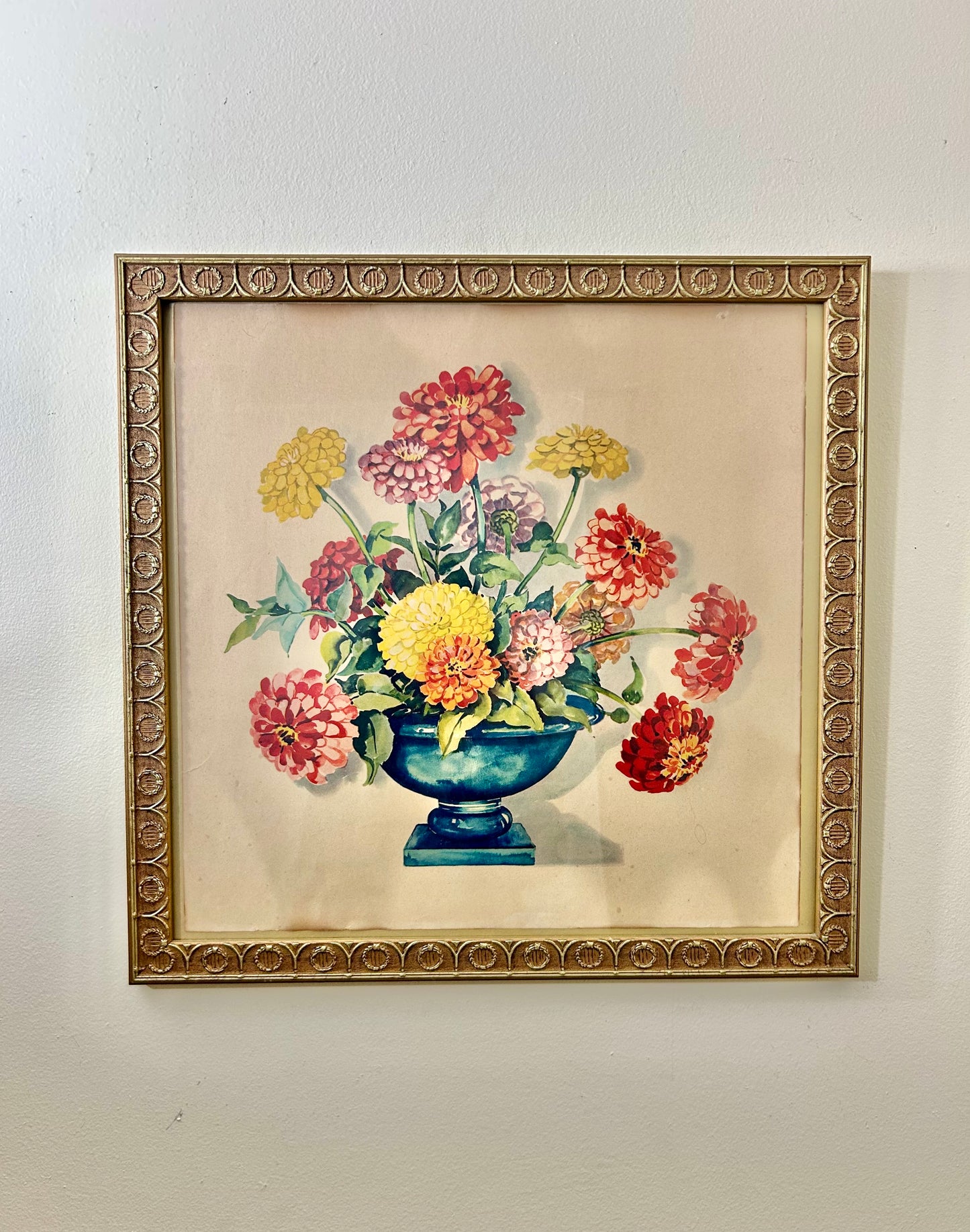 1920's Vintage Framed Floral Print