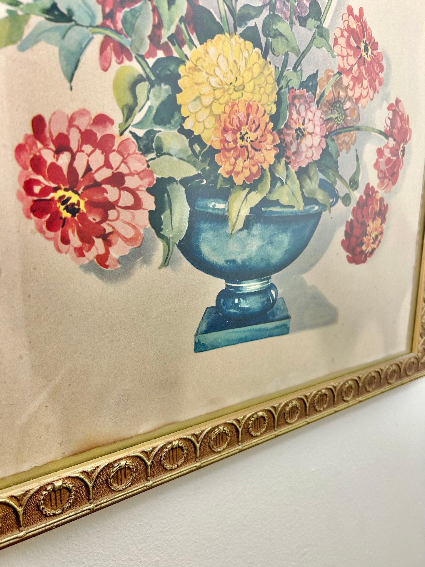 1920's Vintage Framed Floral Print