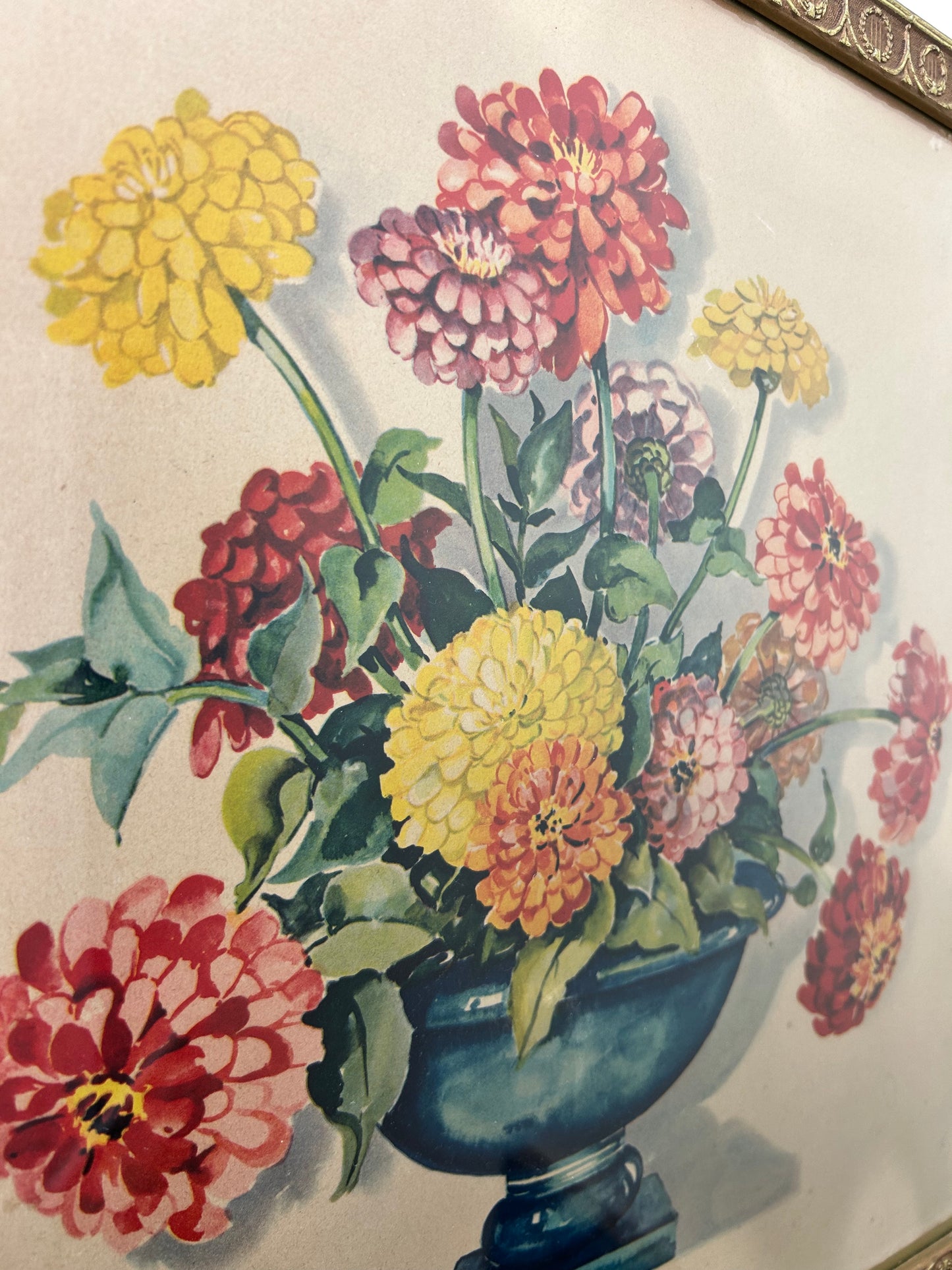 1920's Vintage Framed Floral Print