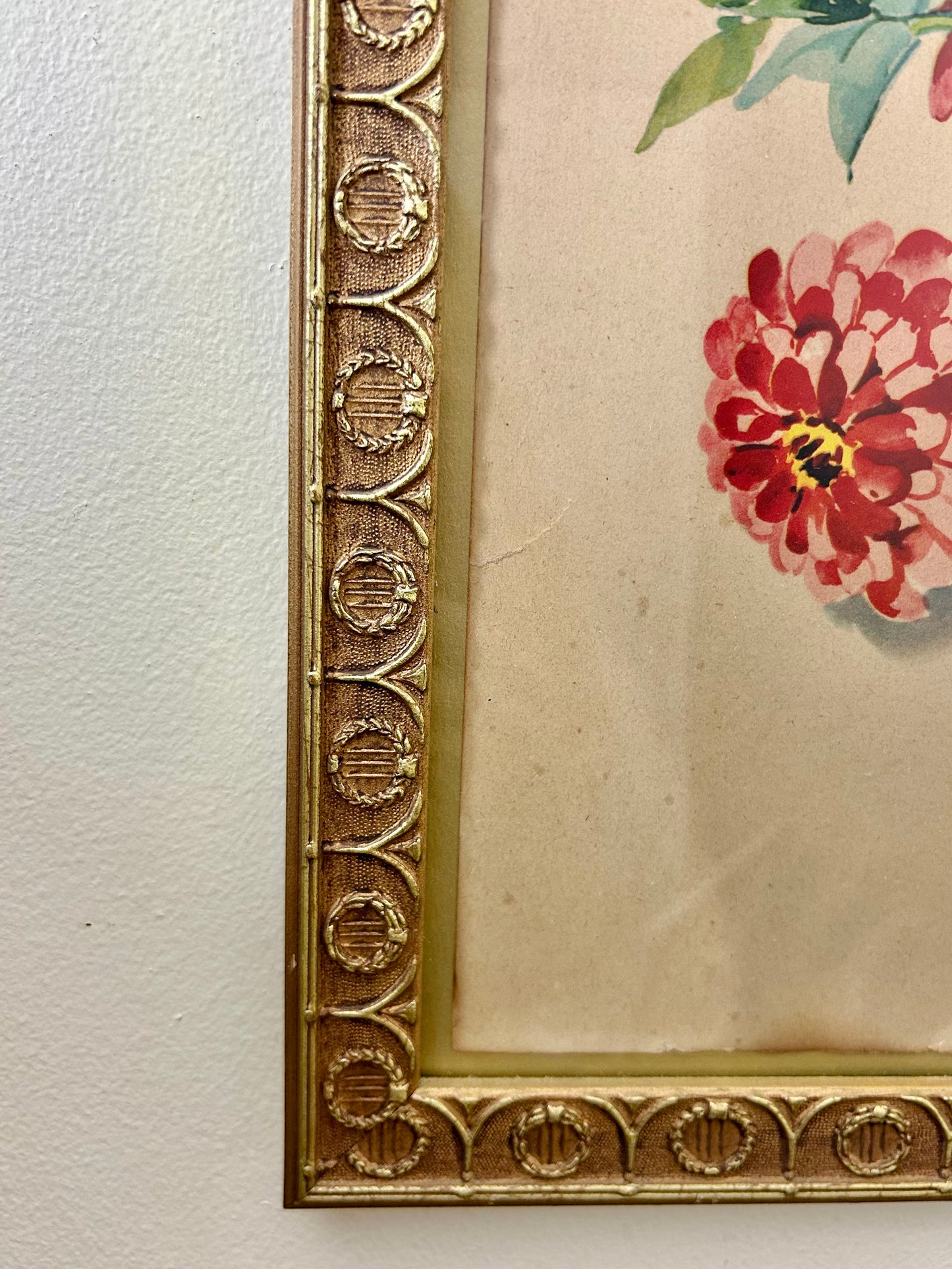 1920's Vintage Framed Floral Print