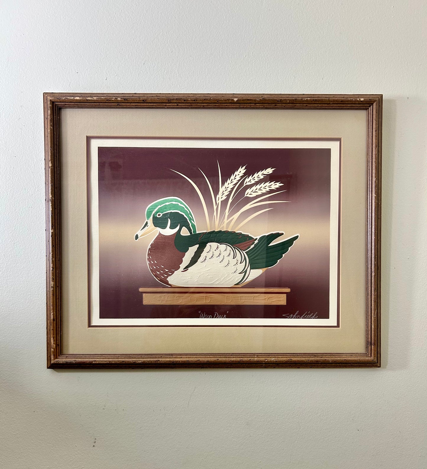 Vintage Textured Duck Artwork Signed