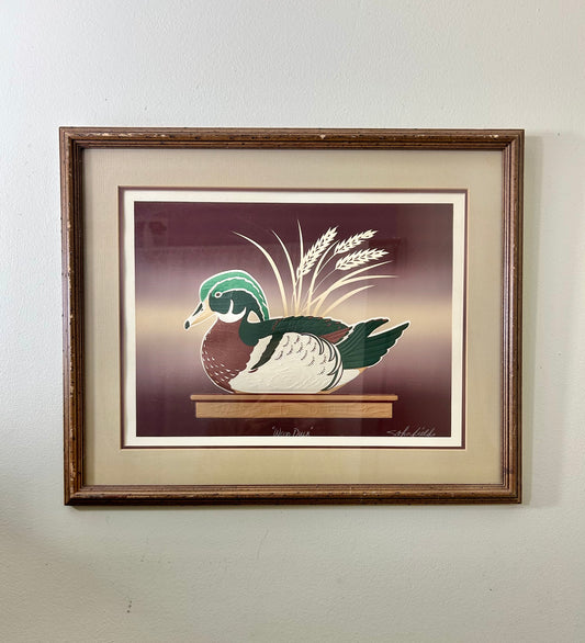 Vintage Textured Duck Artwork Signed
