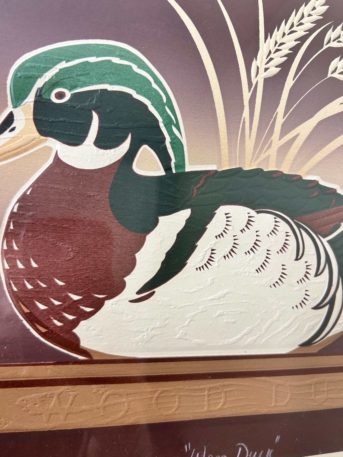 Vintage Textured Duck Artwork Signed
